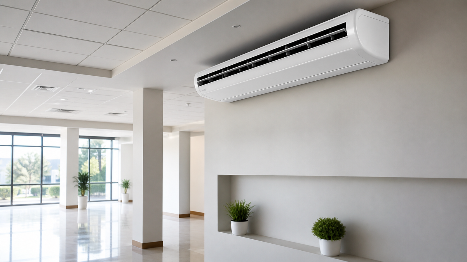 Split Piso Teto instalado em ambiente empresarial